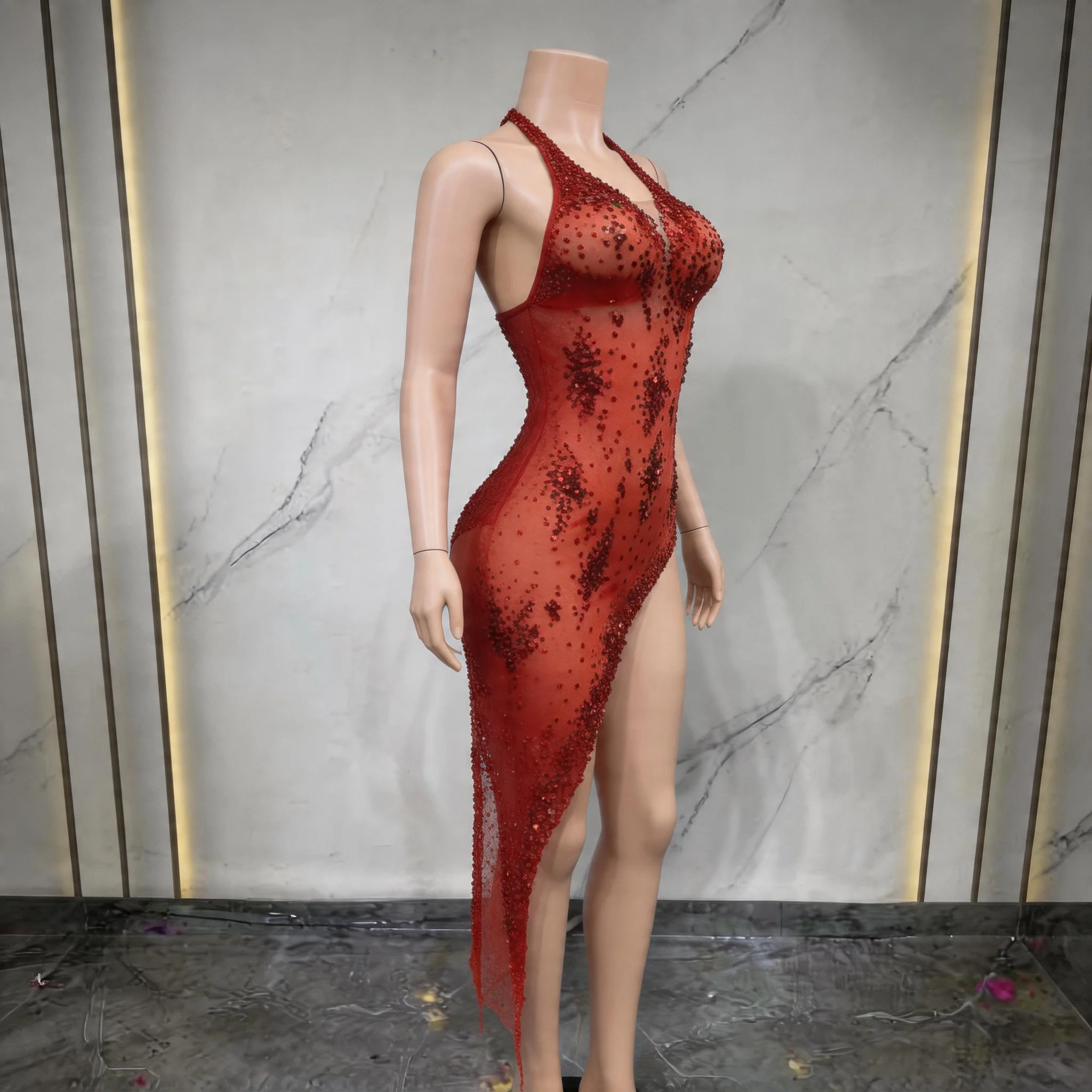 

Элегантное сексуальное золотое прозрачное вечернее платье-труба с блестящими кристаллами, индивидуальный пошив для выступлений в ночном клубе