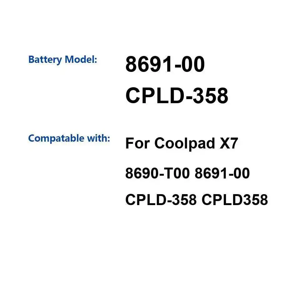

Lightweight For Coolpad X7 8690-T00 8691-00 Cpld-358 Mobile Phone Battery 2700Mah