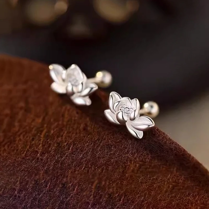 925 الفضة إبرة لوتس سلسلة شرابة النبات وأقراط للنساء الكلاسيكية حزب غرامة مجوهرات صغيرة المتخصصة الفاخرة اكسسوارات