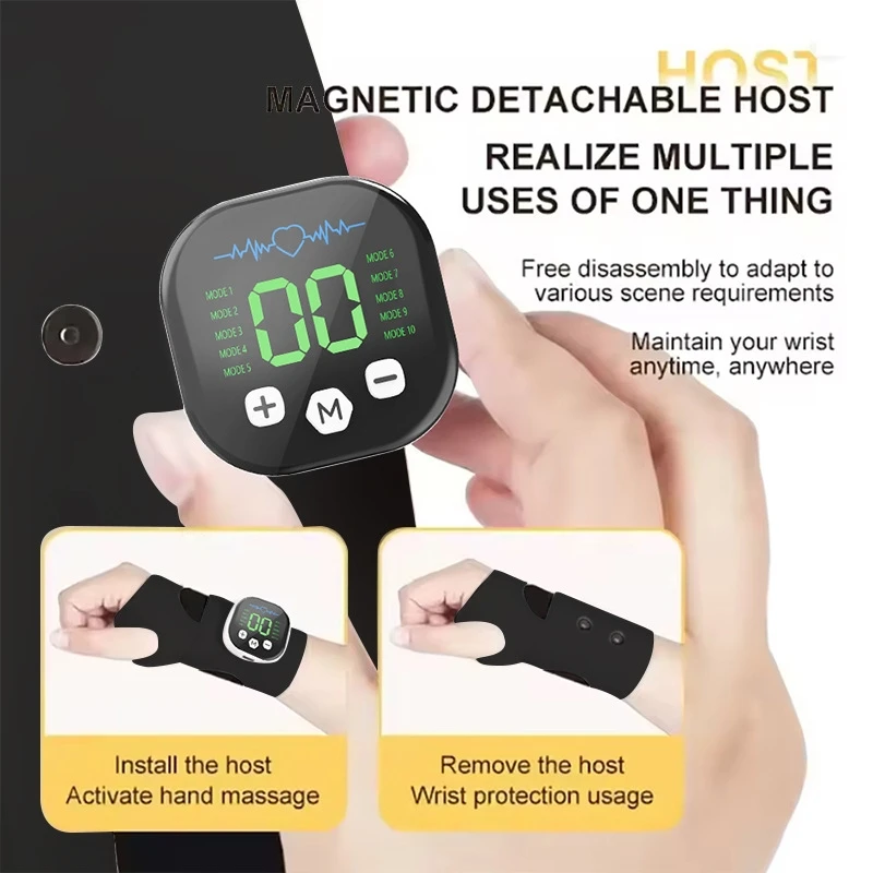 

Rechargeable Wrist Massager Carpal Tunnel Pain Relief EMS Vibration Brace Tendonitis Therapy USB