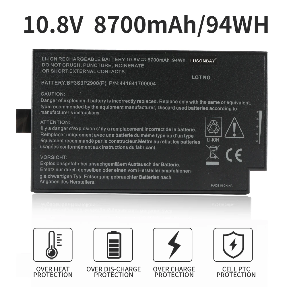 LUSONBAY BP3S3P2900 Replacement Battery For Getac B300 B300X Series BP3S3P2900(P) 4418144000490 BP3S3P2600(S) 441841700004