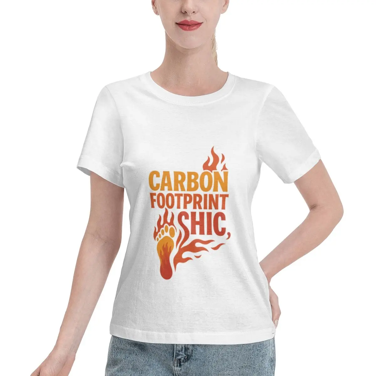 Popular On Social Carbon Footprint Chic Climate Change Design Women's T-shirt Y2K Non Fading Tee