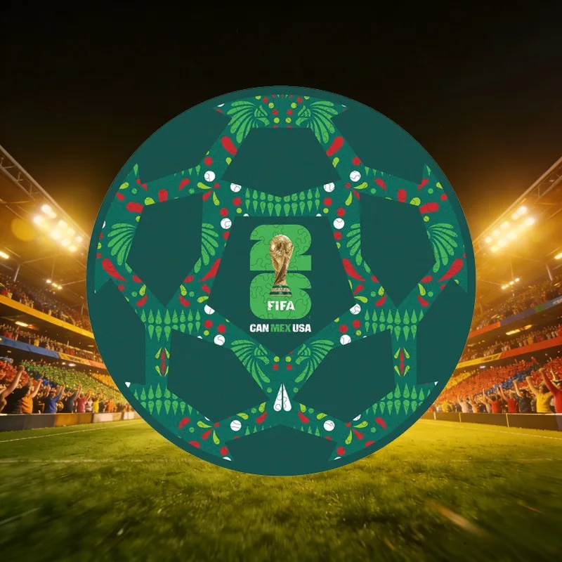 

2026 World Cup Mexico Soccer Ball Pattern Wooden Jigsaw Puzzle Adults Premium Quality Wood Toy Sports Fan Collection Decor Gift