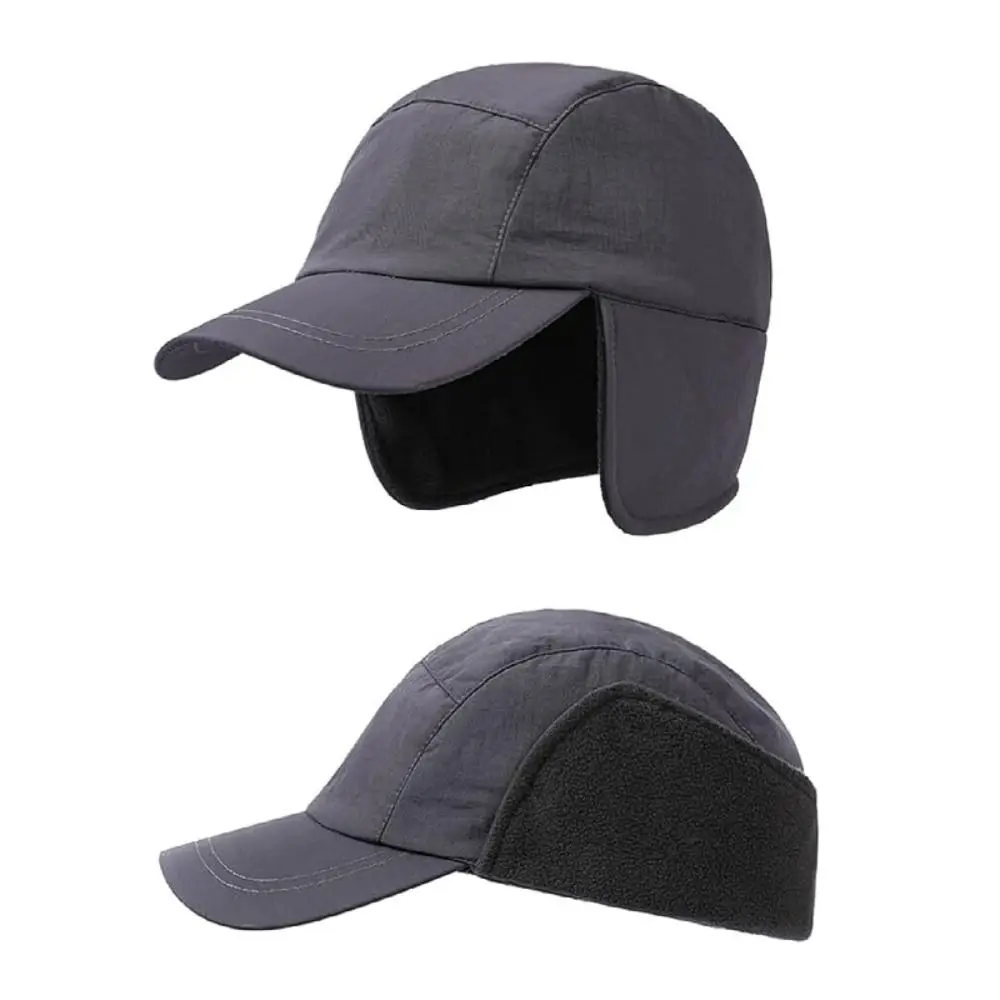 

Casual Warm Winter Baseball Cap Polar Fleece Waterproof Earmuffs Hat for Men Ear Protection 56-60cm Hiking Bonnets Cold Weather