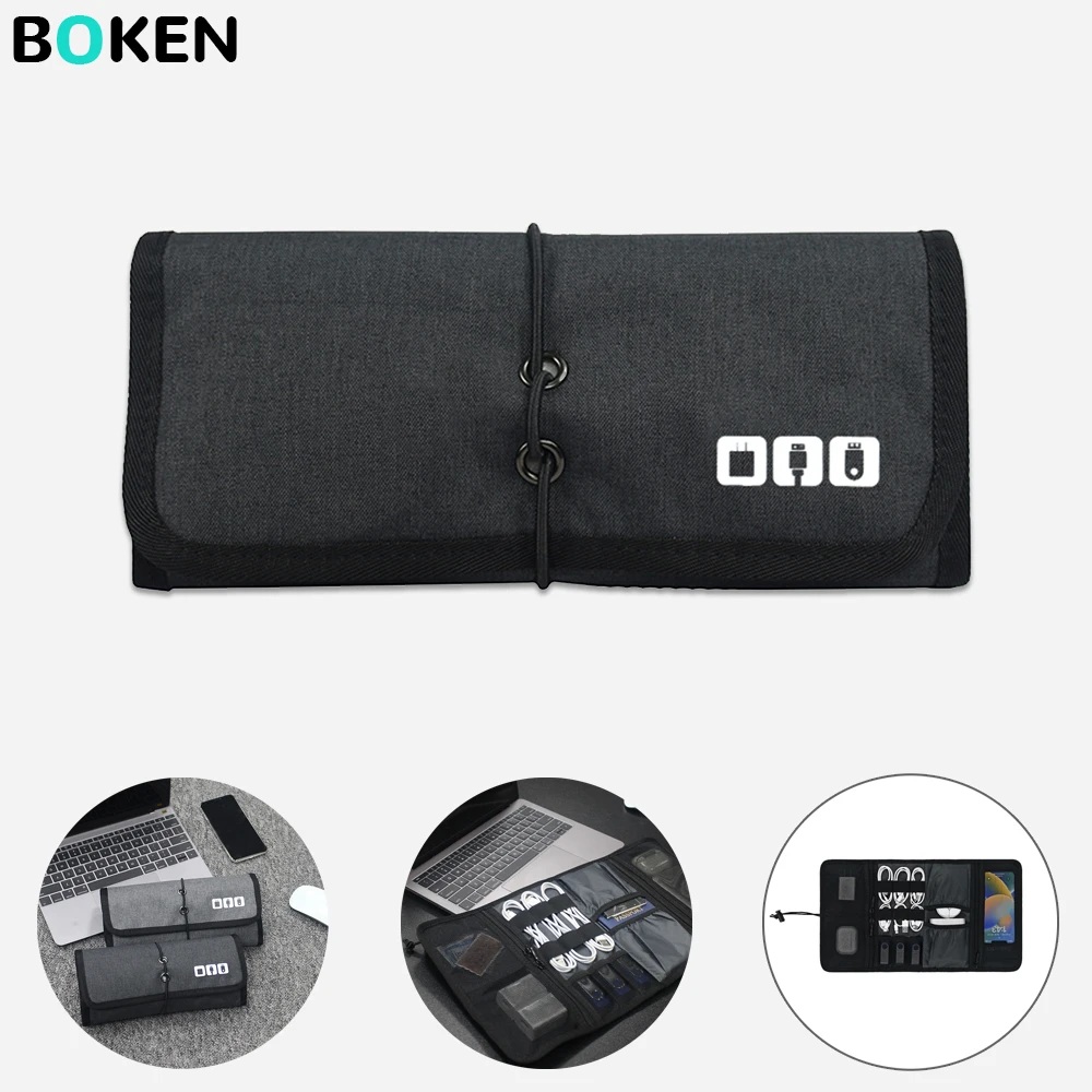 

Travel Cable Organizer Bag for Charger, USB Cables, Power Bank - Portable Foldable Electronic Accessories Case for Home Office