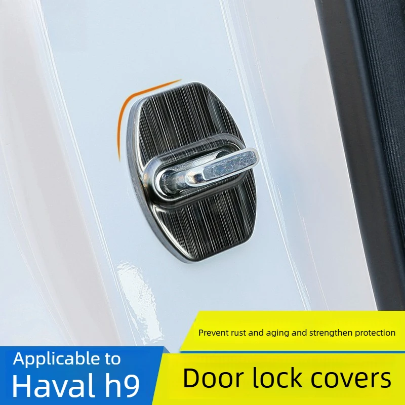 Car Door Lock Cover For Haval H9 2020-2022 304 stainless steel material Door lock buckle protective cover Car modify Accessories