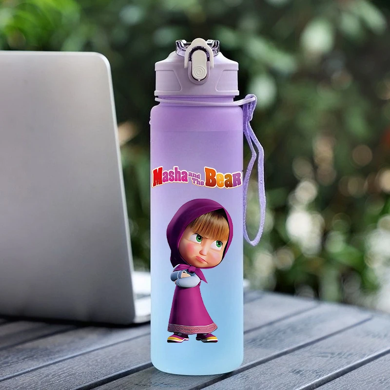 

Water Bottle with Straw Girls Outdoor Sports Kawaii Cup Student Travel School Cute Bears Kettle 750ml Plastic Mug Kids Gift New