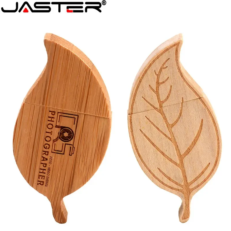 Wooden Leaf Creative Gifts USB 2.0 Flash Drive Free Custom Logo Pen Drive Real Capacity Photography Memory Stick 64GB/32G U Disk