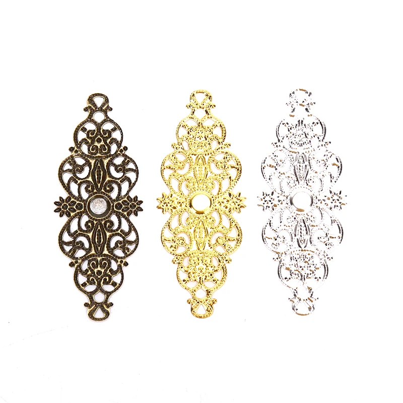 20 Pcs Filigree Flower Wrap Connector Crafts DIY Embellishments Findings Jewelry