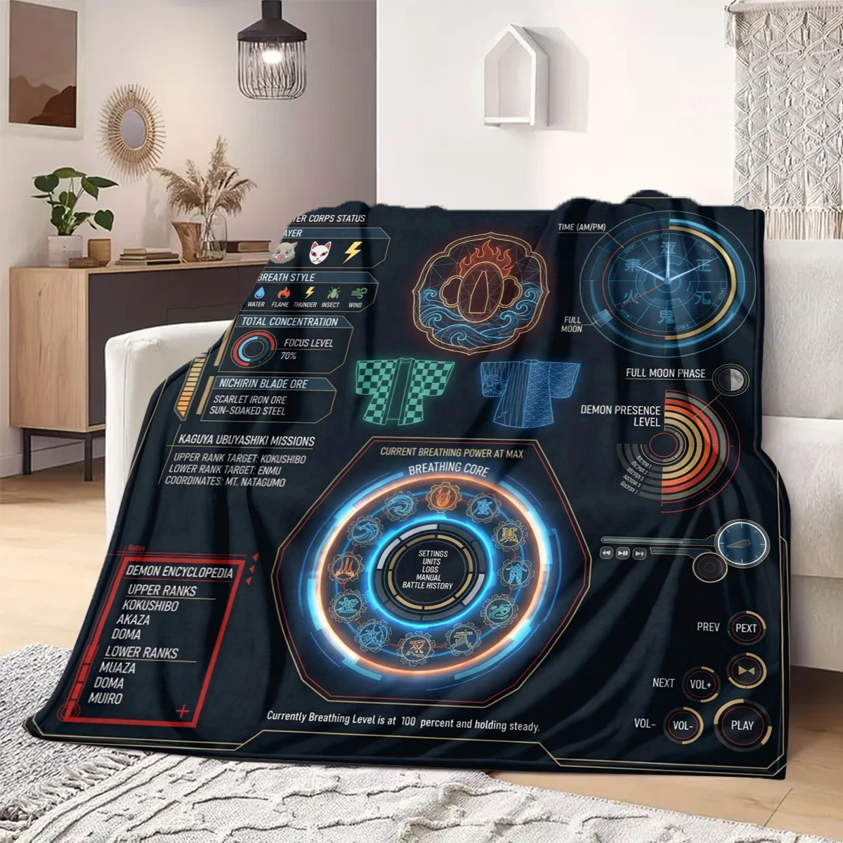 Demon Slayer Flannel Blanket Cool Print Perfect For Home Sofa Chair Bed Travel Picnic -HE18