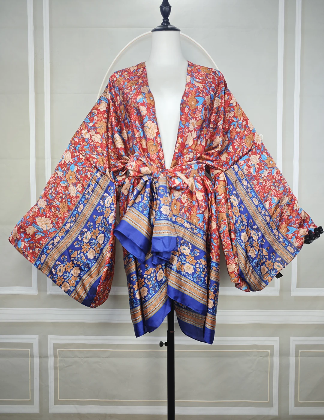 

2025 Beach Wear Summer Loose Cardigans +Sash Oversized Boho Printed Open Front Kimonos With Scarf Elegant African Female Kaftan