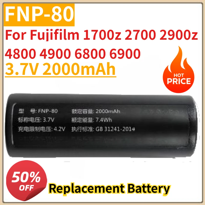 بطارية كاميرا FNP-80 NP-80 جديدة عالية الجودة 3.7 فولت 1600 مللي أمبير في الساعة لبطارية بديلة Fujifilm 1700z 2700 2900z 4800 4900 6800 6900