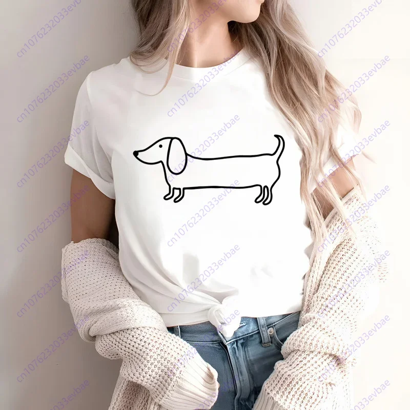 

Dachshund Teckel Funny Cute Dog Animal T-Shirt Women Short Sleeve Summer Fashion Tshirt Casual Fashion Tee Shirt O-Neck Tops