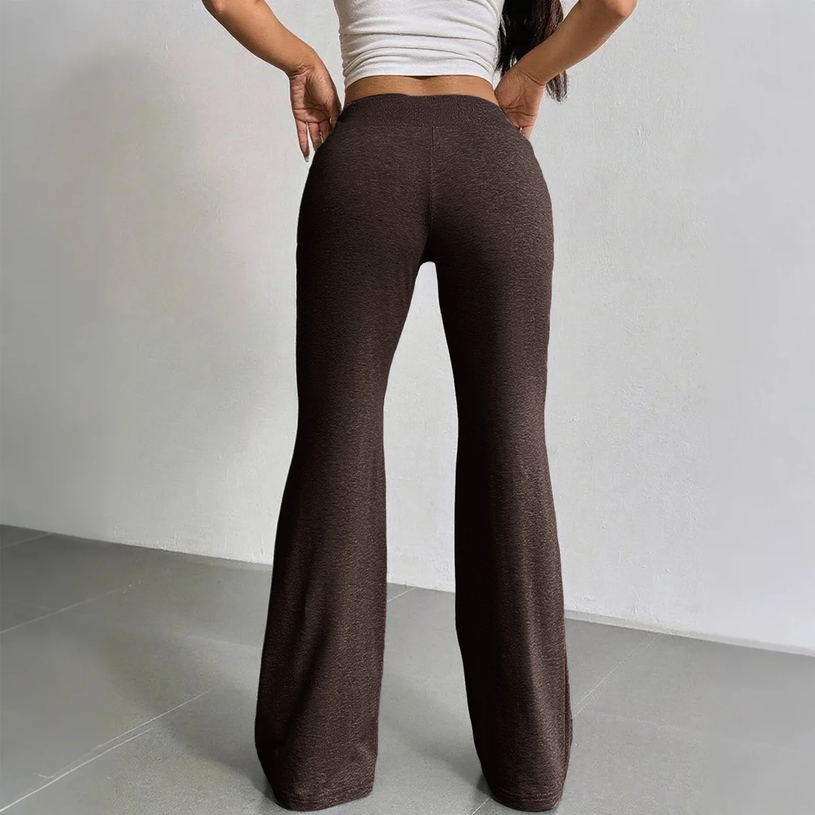 Damen-Hose mit hoher Taille, fließendem Schnitt, Kordelzug, weitem Bein, lässiger Sport-Sweatpants, lockere Passform, Streetwear, weich, Sommermode. – Detail 9