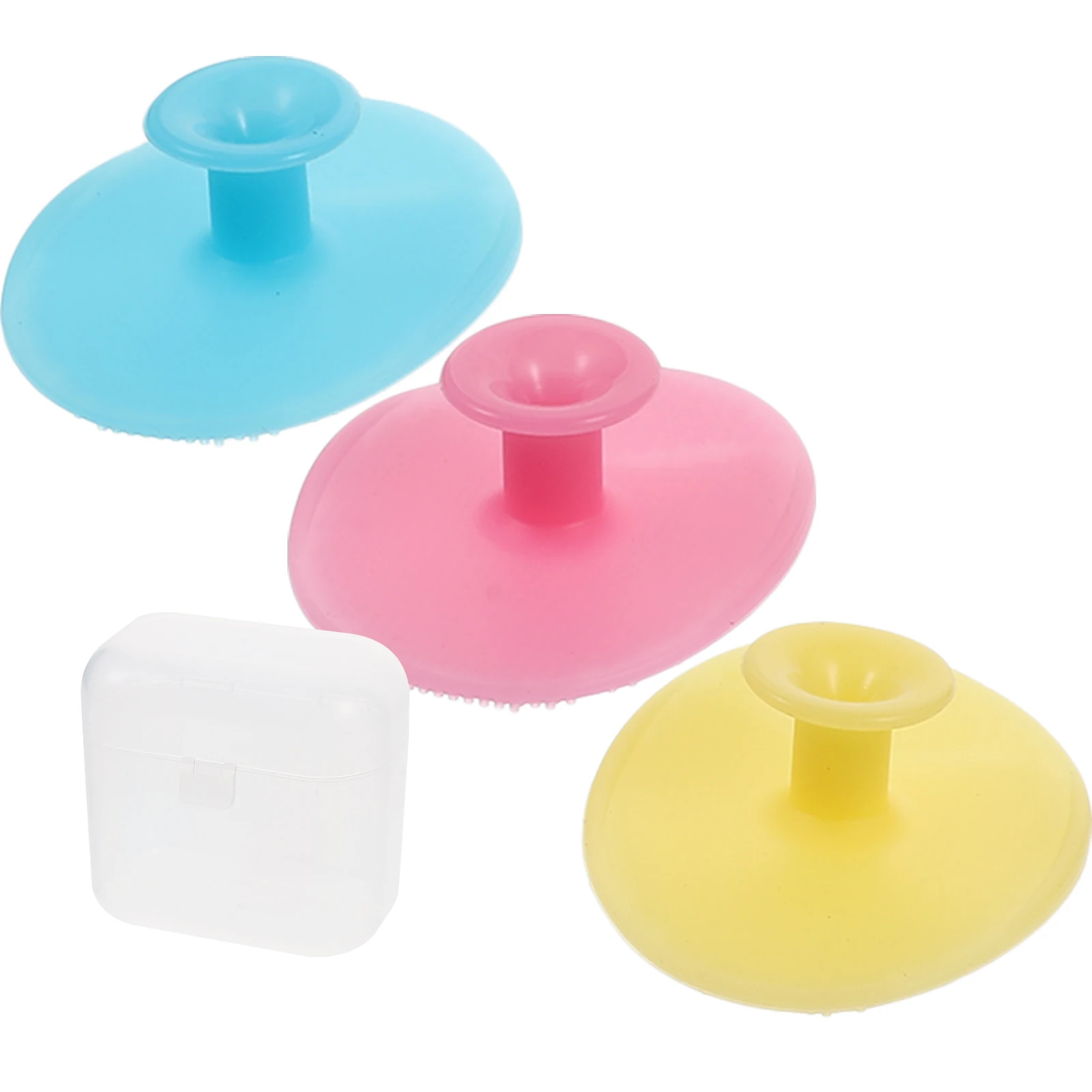 

1 set Baby Bath Brush Soft Silicone Massage Scrubber for Cleaning Baby Head Body Shower Blue Pink Yellow with Storage Box