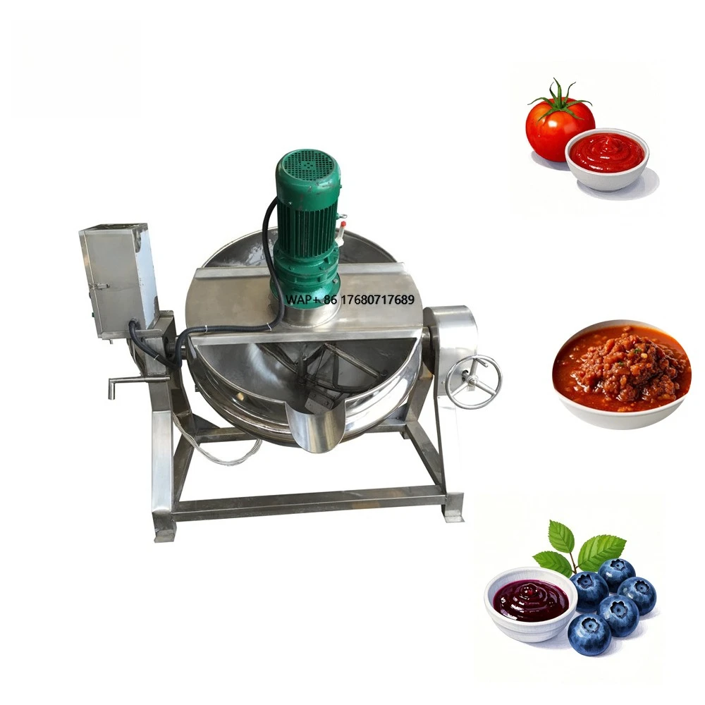 Automatic Commercial Sugar Caramel Food Industrial Gas Electric Tilting Cooking Pot with Mixer Jam Cooking Mixer Machine