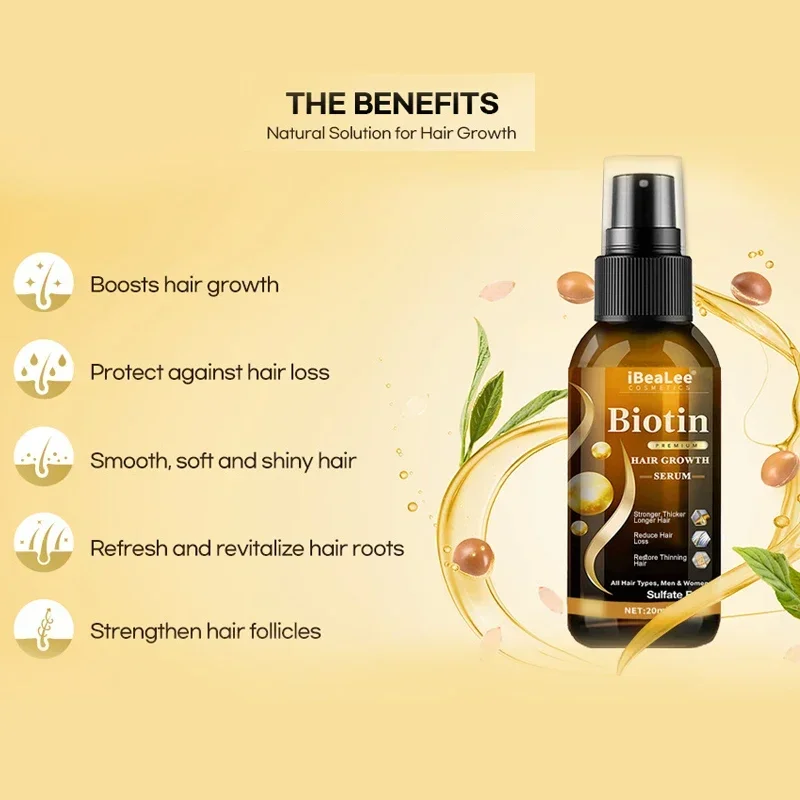 Hair Growth Serum Biotin Anti Hair Loss Spray Scalp Treatment Thick Fast Growing Hair Care Essential Oils For Men Women