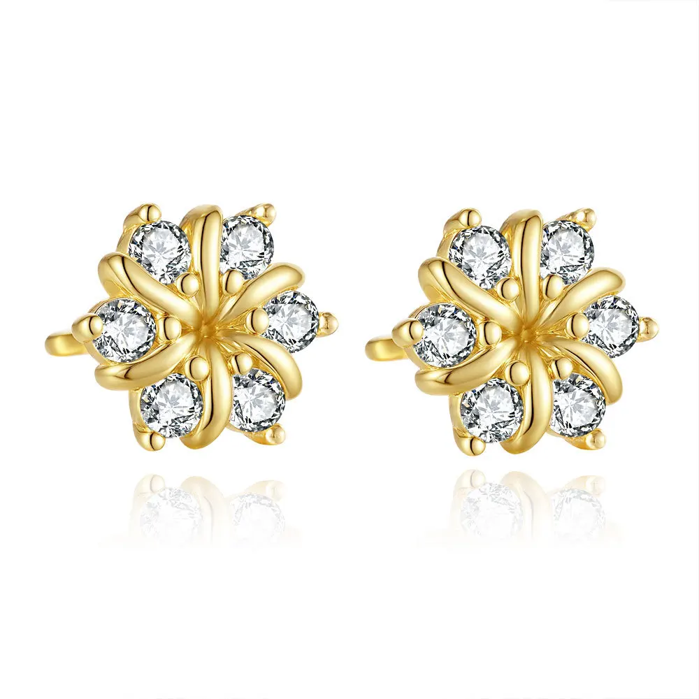 

Женские серьги с подсолнухом, инкрустированные золотом 18 карат, простые и классические свадебные модные платиновые серьги с муассанитом PT950 и бриллиантами