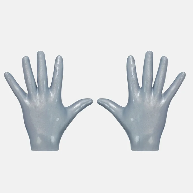Furrjoi Silicone Realistic Handwear for Cosplay Costumes Short Size Sliver White Color Gloves with Fingers