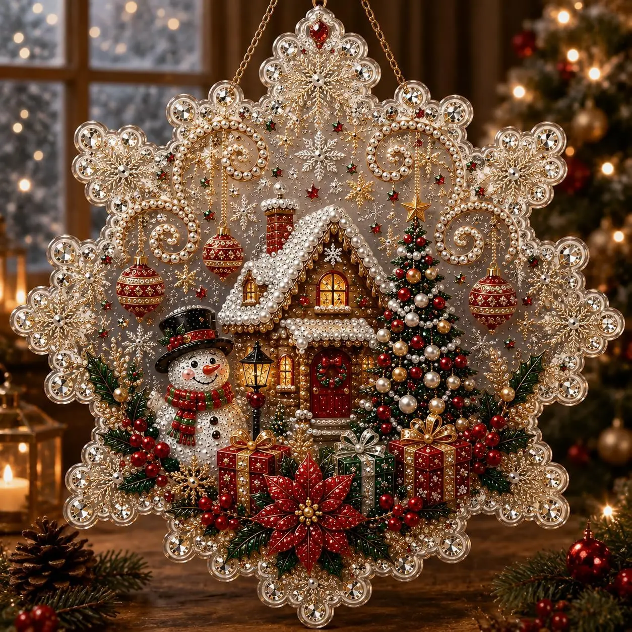 Santa Claus Pearl and Diamond Painting DIY Set. Easy to Operate, Suitable for Beginners and Ideal for Home Wall Decoration.