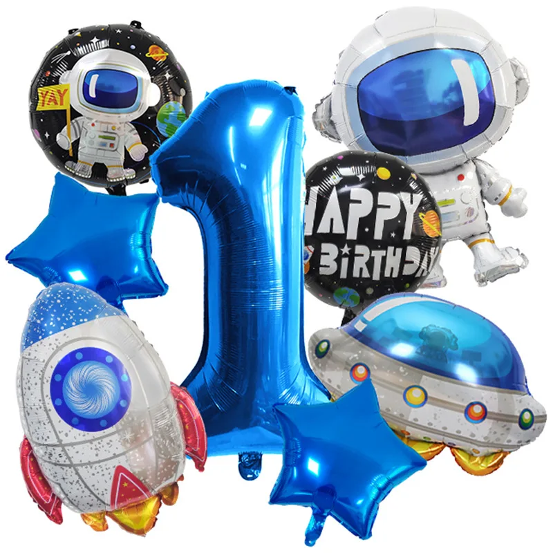 10-teiliges Ballon-Set mit Weltraummotiv – Raketenballons aus Aluminiumfolie für Kindergeburtstagsparty-Dekorationen, Astronauten-Partyzubehör – Detail 3