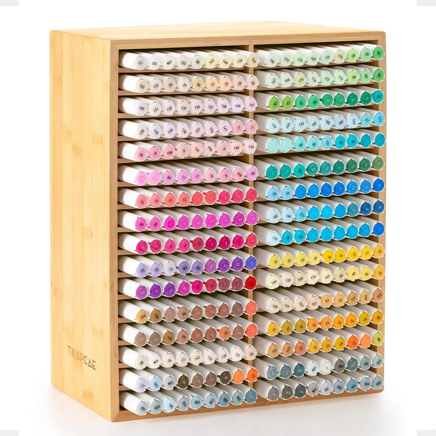 

Bamboo Marker Organizer for 288 Markers, Desk Storage Rack for Pens Pencils Brushes, Home Office Decor