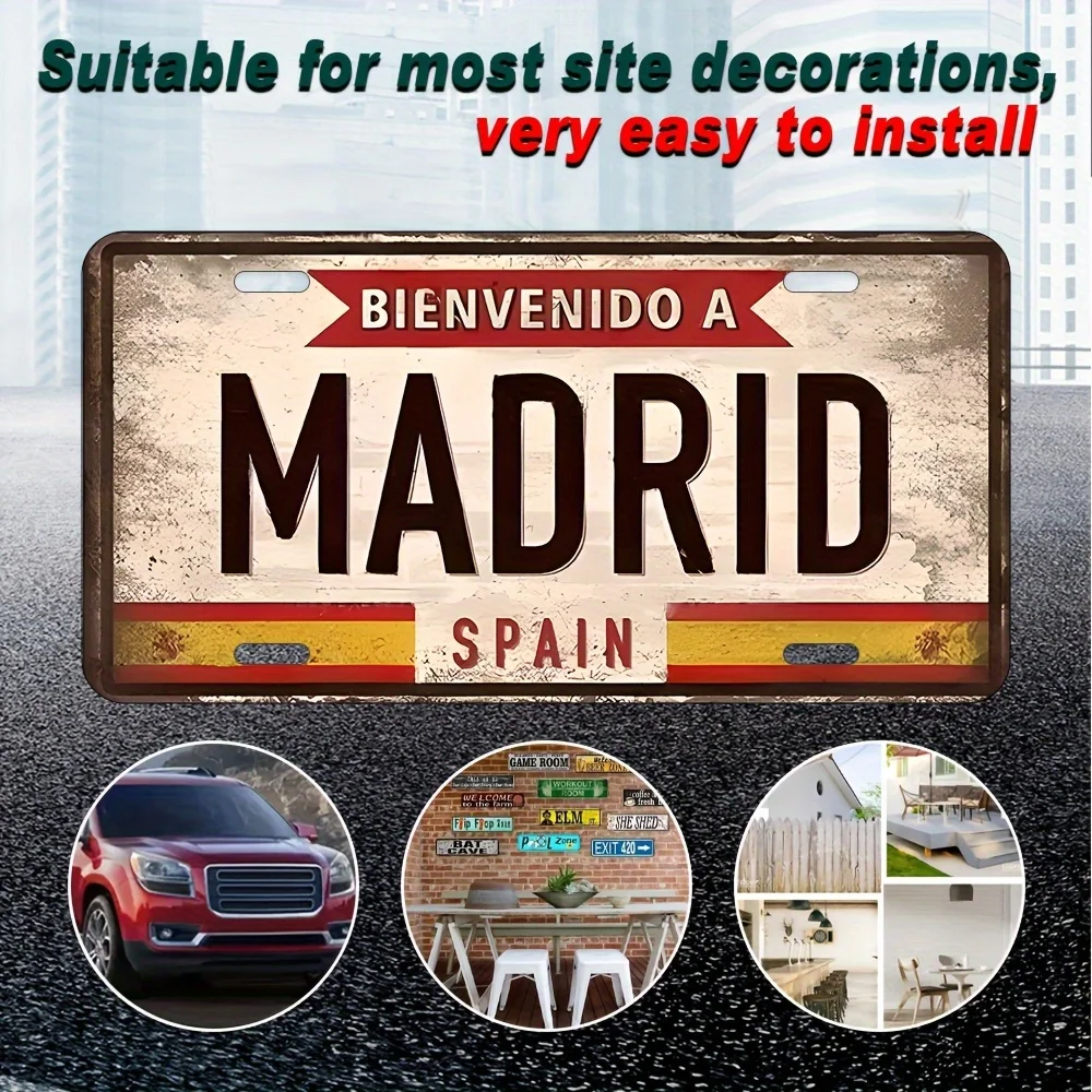 2D Flat Printing, 1pc, Madrid, 15.24x30.48 cm for decoration only aluminum license plate, for decoration only, 2D flat surface,