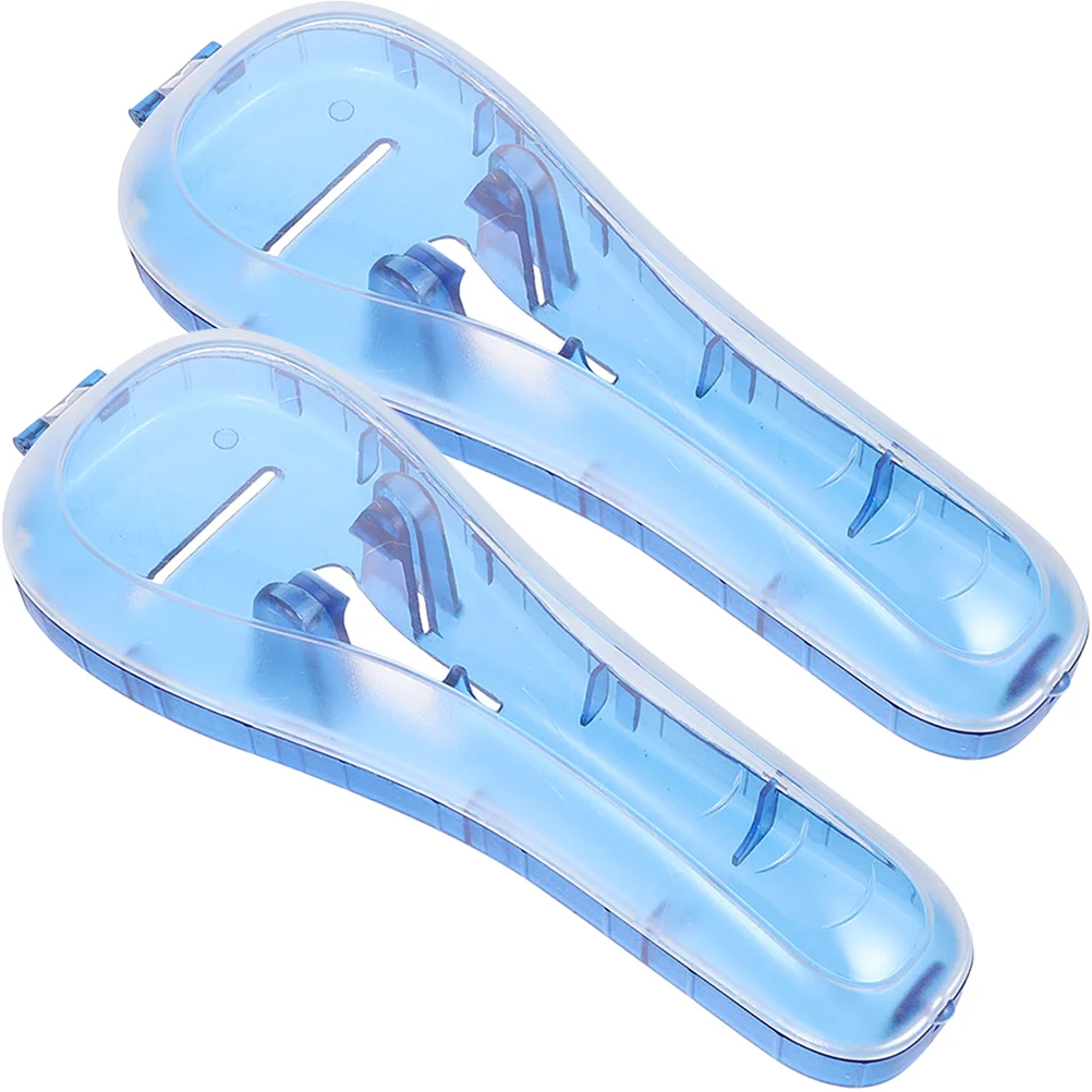 

2 Pcs Razor Storage Box Blue Case Finely Processed Portable Shaver Protective Travel Clippers Holder Safety Manual