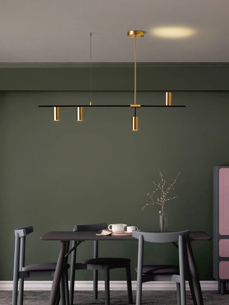 Modern Nordic Chandeliers Plated Gold or Black Simple Dining Table Lights Creative Bar Counter Long Strip Designer Pendant Lamps