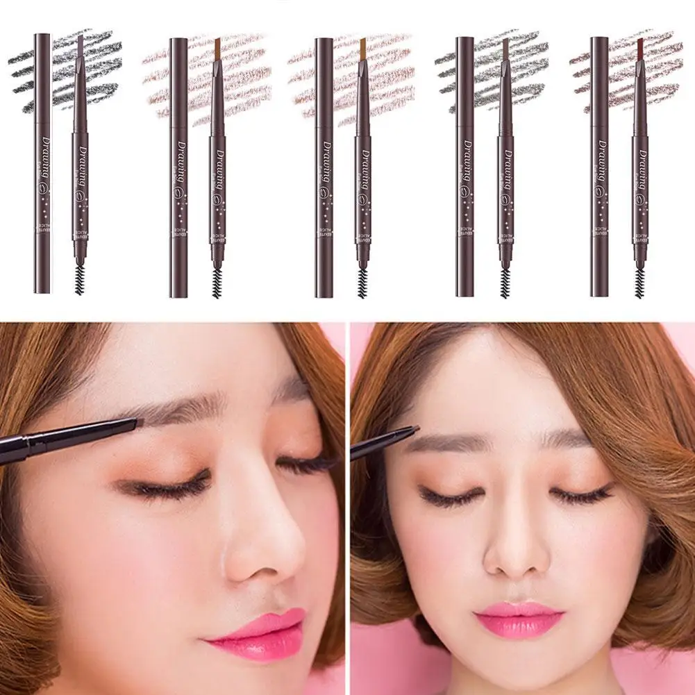 Lápiz de cejas de 5 colores a prueba de agua, de doble cabeza tatuaje de cejas, pintura de larga duración, lápiz de cejas, Cosméticos de maquillaje