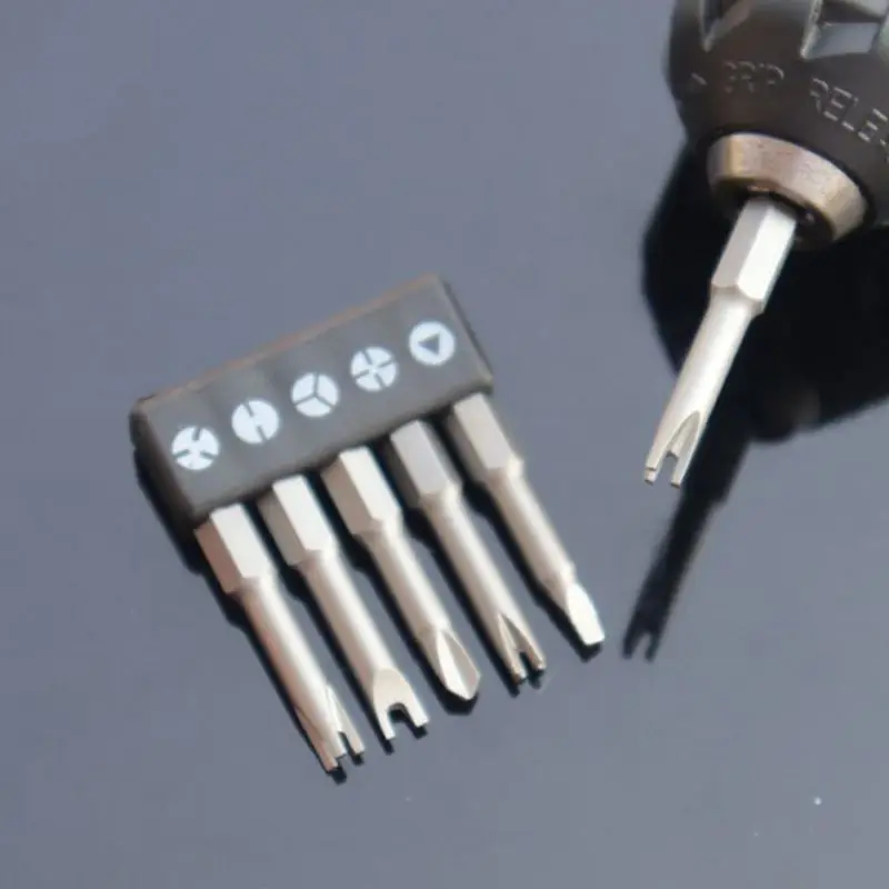 Binoax 5Pcs 50mm Special-shaped Screwdriver Set U-shaped Y-Type Triangle Inner Cross Three Points Screwdriver Bit Tool