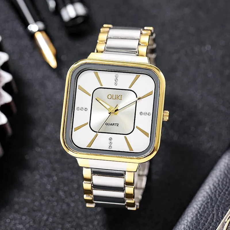 Square Dial Watch Fashion Casual Wristwatch Stainless Steel Strap Timepiece Quartz Movement Quartz Watch Accessory Gift Clock T1