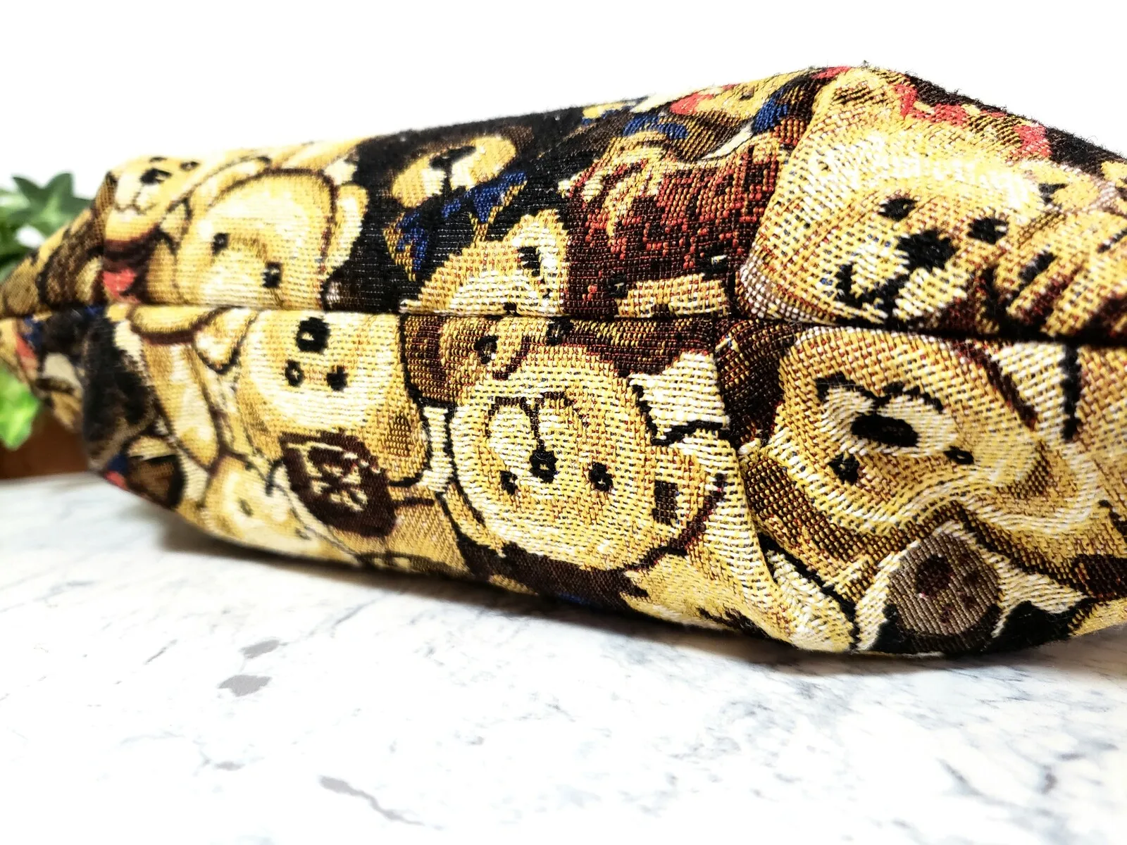 Lost in Vintage Teddy Bear Petite Point Print Purse Clutch Petite Point Handbag Metal Kiss Lock Pouch Evening Bags 30x25x6cm
