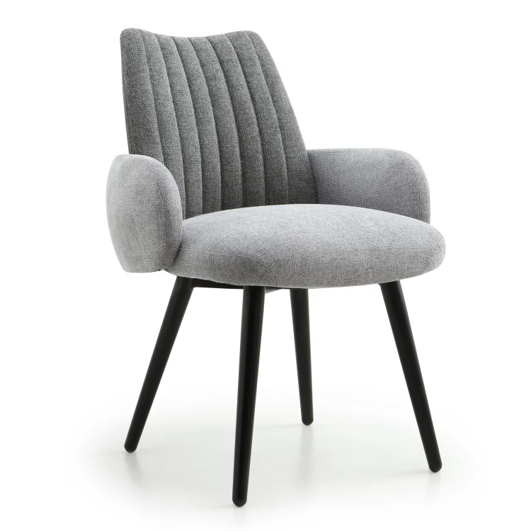 Nordic Light Luxury Upholstered Armchair With Black Tapered Leg Dining Chair Leisure Lobby Single Chair Café Restaurant Chair