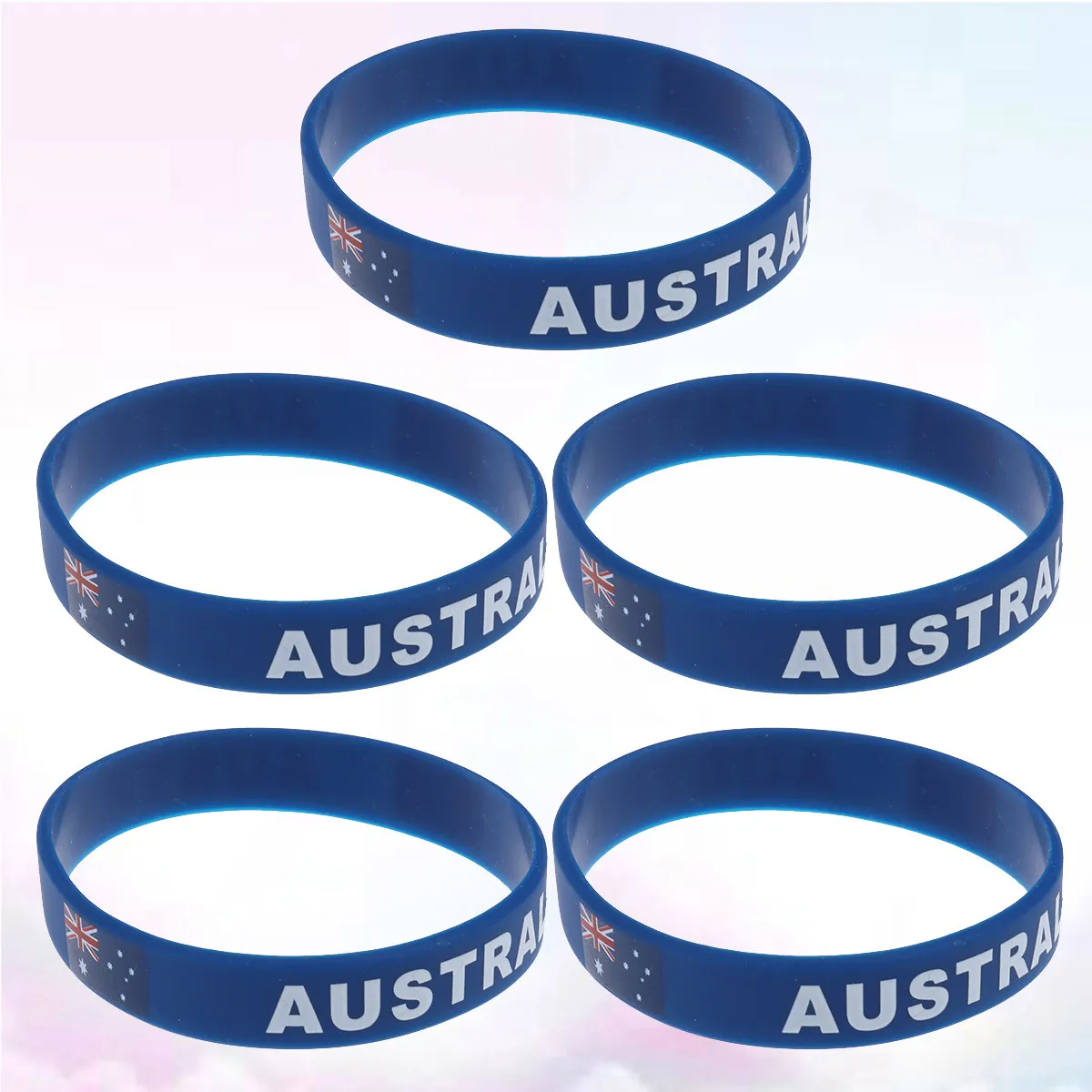 5Pcs Silicone Wristband Country Flag Printed Sports Bracelet Team Cheer Outdoor Game Football Match Australian Flag Wristbands