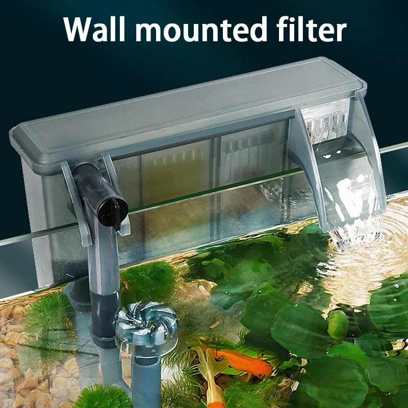 Fish Tank Filters External Aquarium Filter Waterfall Hang on Oxygenate Filter Three-in-one Aquarium Oil Film Removal Machine