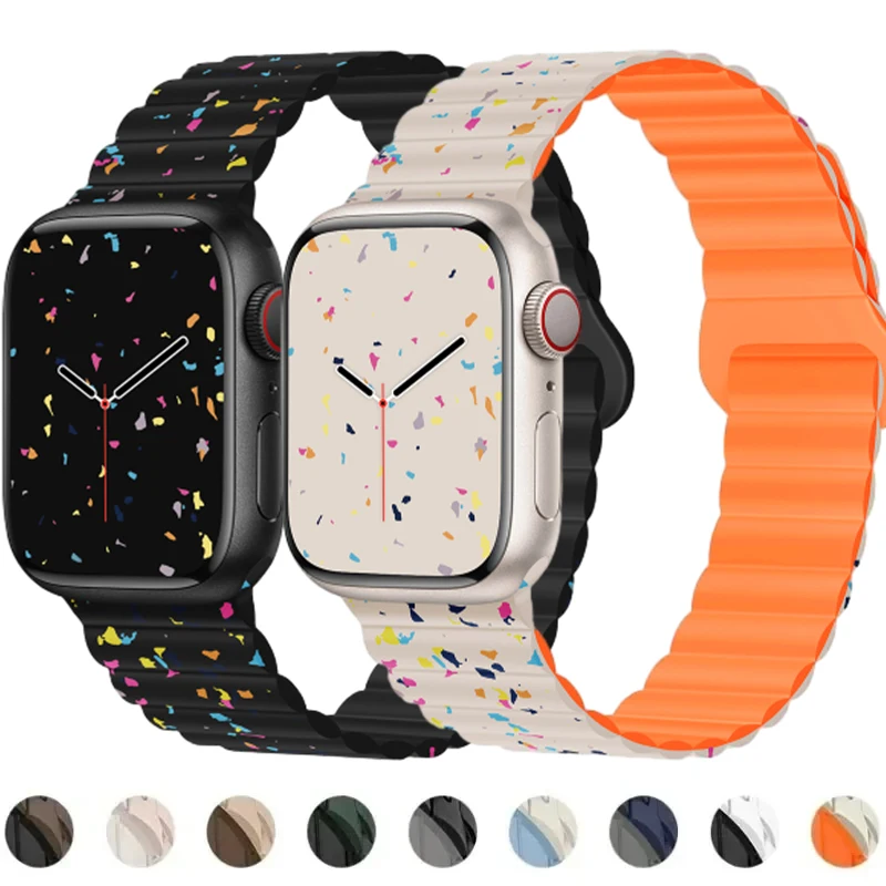 Silicone Strap For Apple Watch band 44mm 45mm 49mm 41mm 42mm 38 40mm Magnetic Bracelet iWatch correa series 9 8 7 6 5 Ultra SE 2