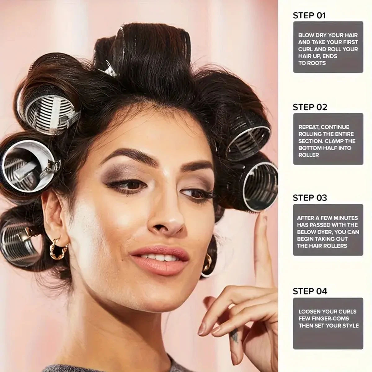 Kit di accessori per capelli styling da 19 pezzi, bigodino senza calore, clip a becco d'anatra, pettine a denti fini a coda appuntita, speciale per parrucche di capelli veri