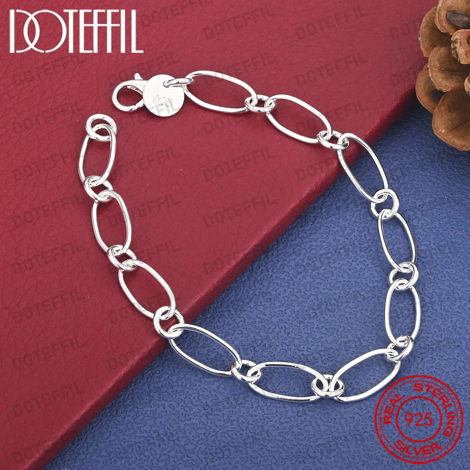 

Classic 925 Sterling Silver 8 Inches Simple Chain Bracelet For Women Men Fashion Charm Engagement Wedding Party Favors Jewelry
