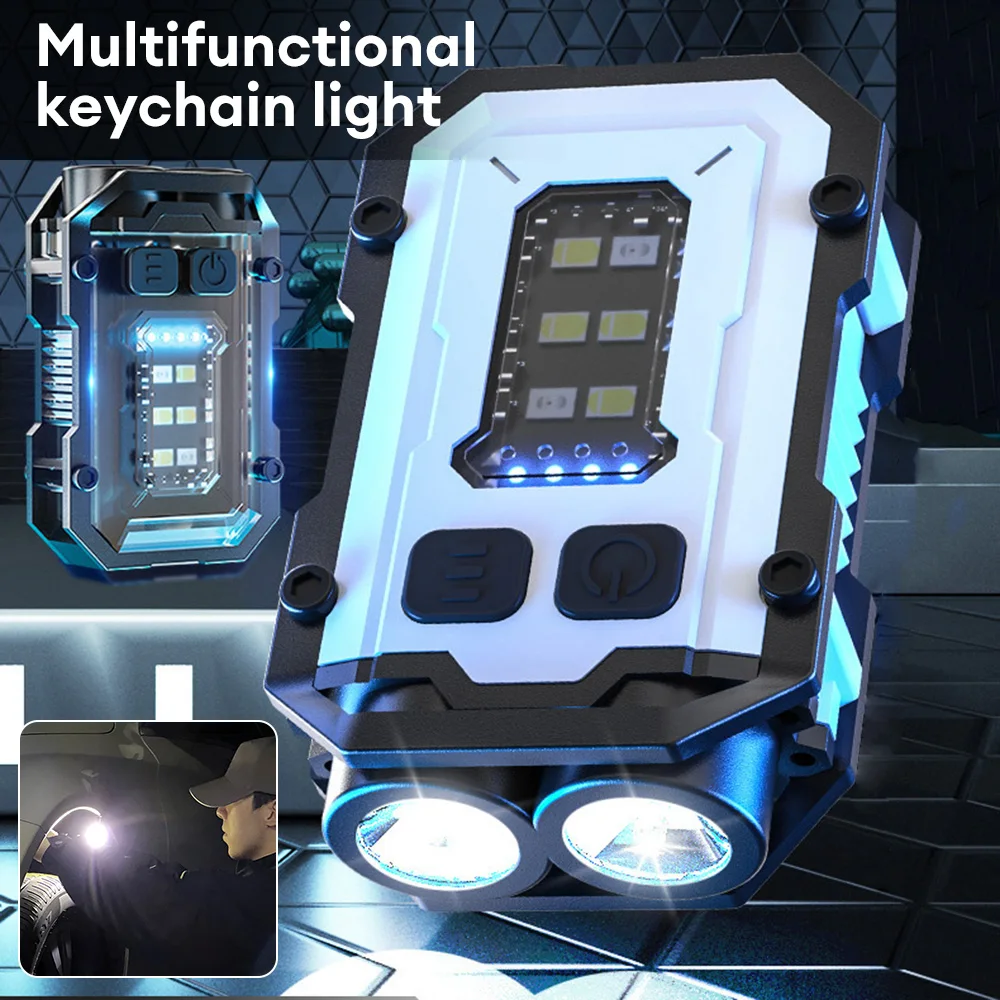 

Мини портативный ключ пряжка фонарик Type - c заряжаемый магнит рабочая вспышка фонарик шляпа зажим рыбалка кемпинг лампа