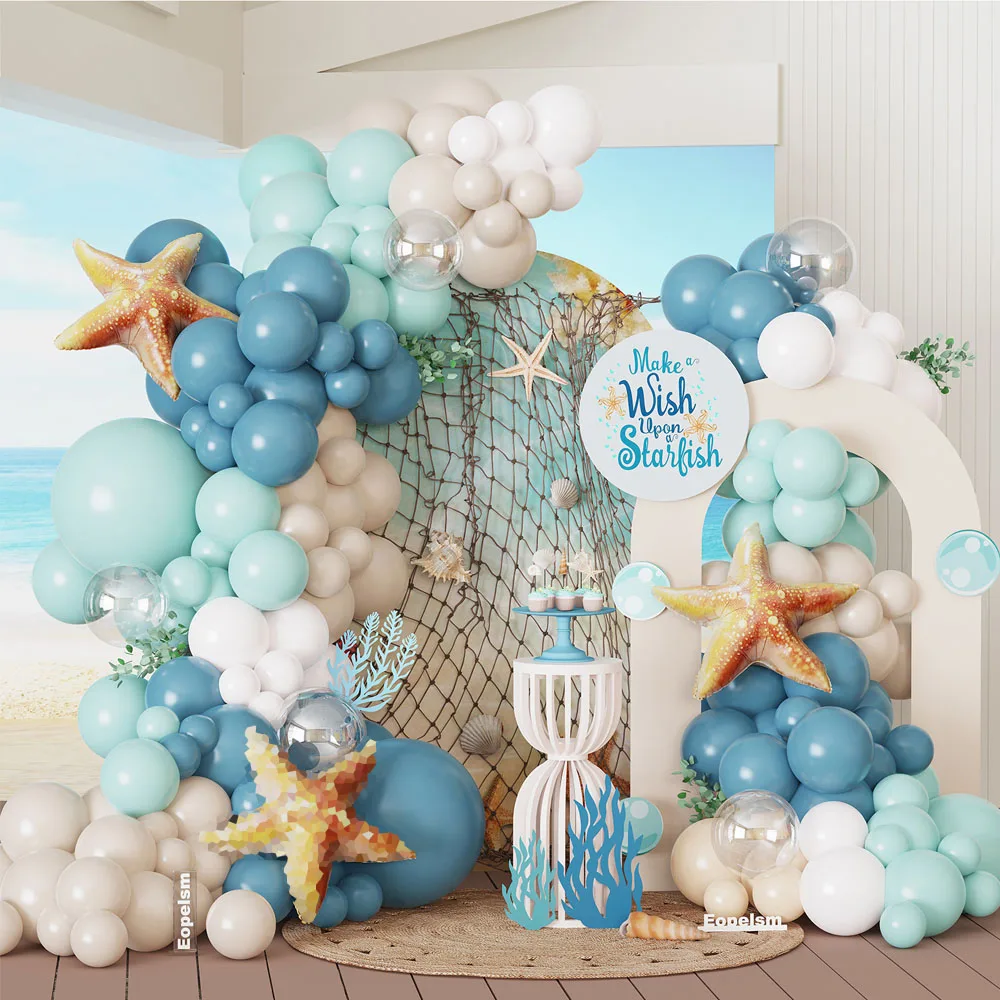 

105/106pcs Ocean Theme Balloon Garland Arch Kit Cartoon Starfish Foil Balloon Undersea Birthday Party Decor Baby Shower Supplies