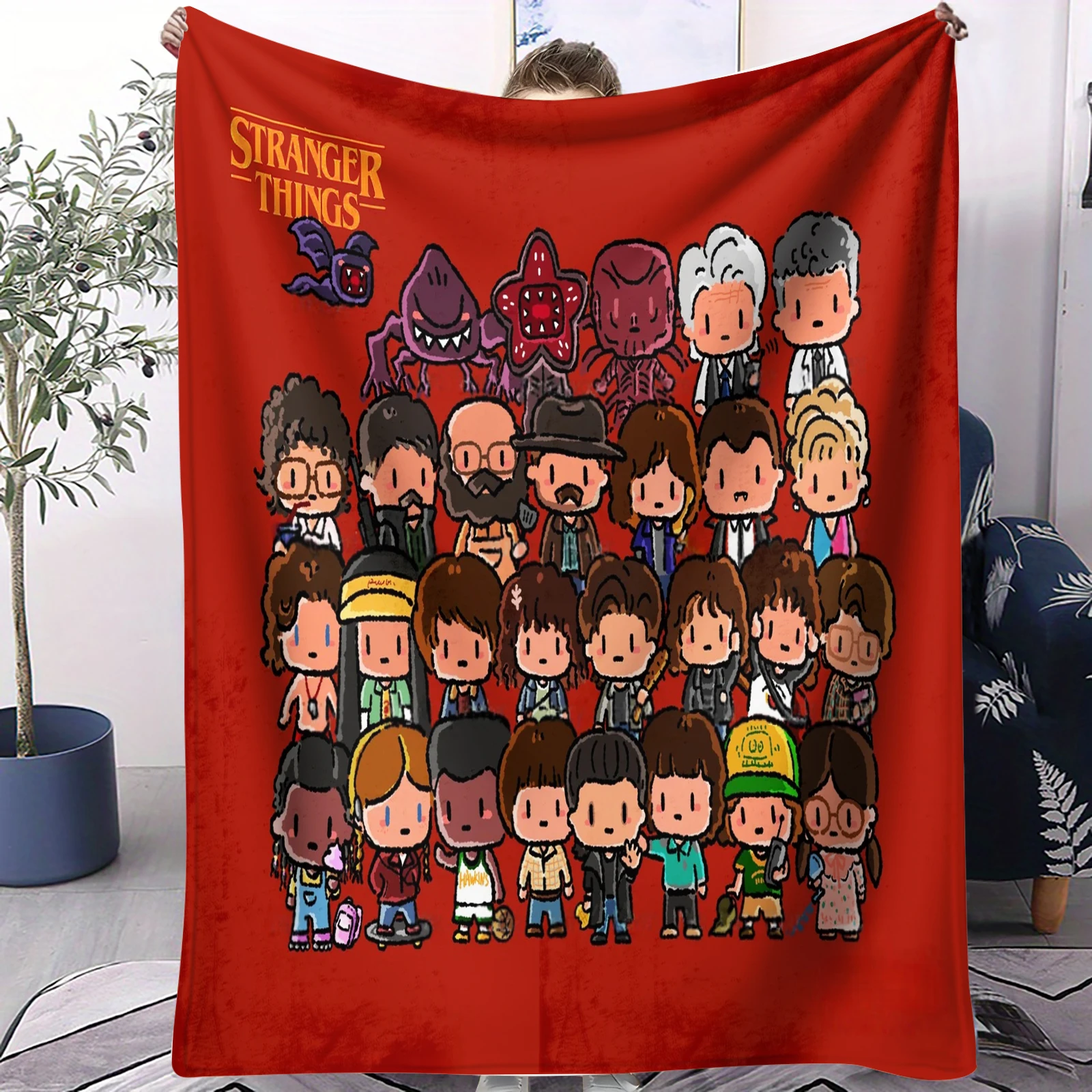 Science Fiction Horror S-Stranger T-Things Blanket Cartoon Character Pattern Collection  Flannel Blanket Soft Decortive Blanket