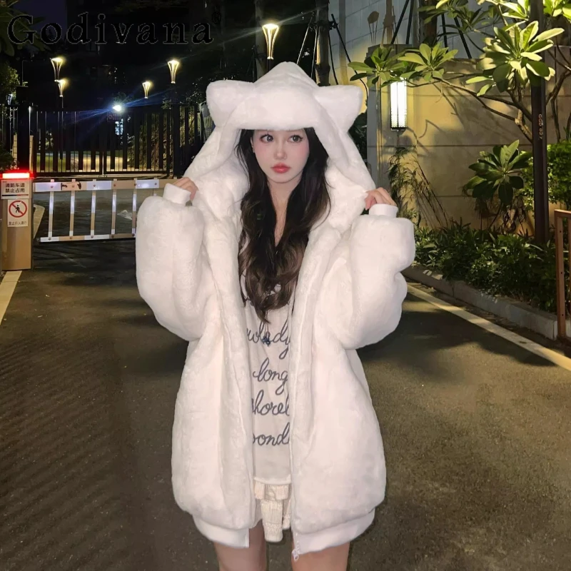 لطيف أفخم الخريف الشتاء معطف الأصلي الإناث صوف مبطن سترة يابانية دافئة المرأة الحلو رقيق القطن مبطن معاطف