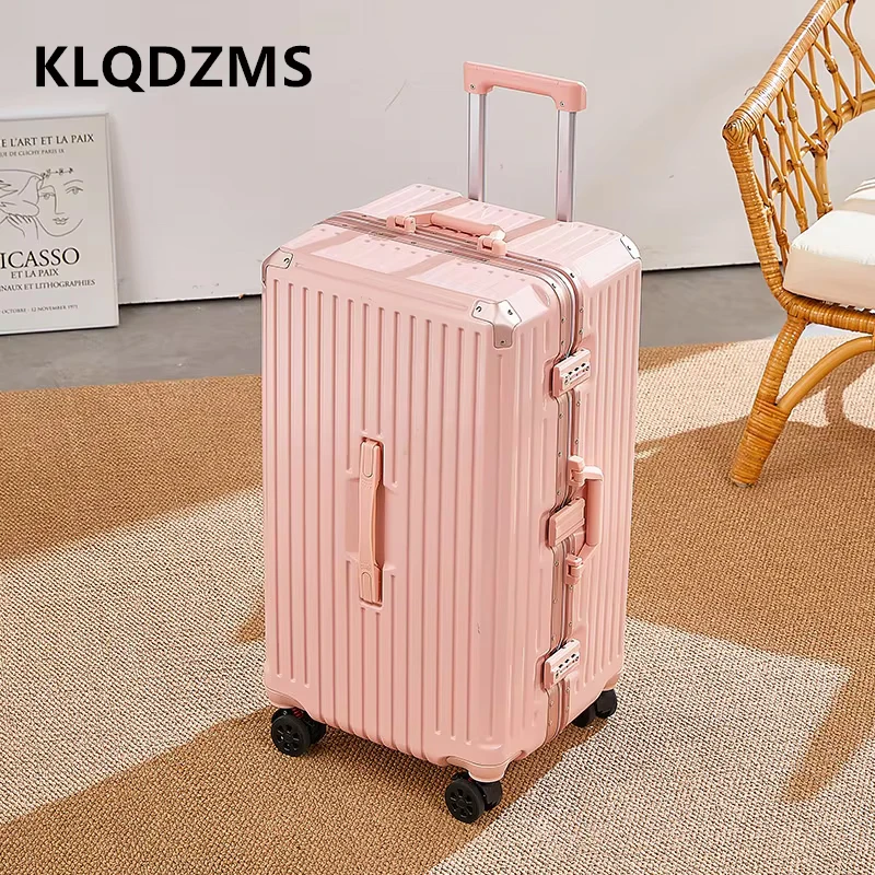 KLQDZMS casing troli multifungsi wanita, koper beroda 20 "PC Boarding 22" 24 "26" 28 inci dengan roda