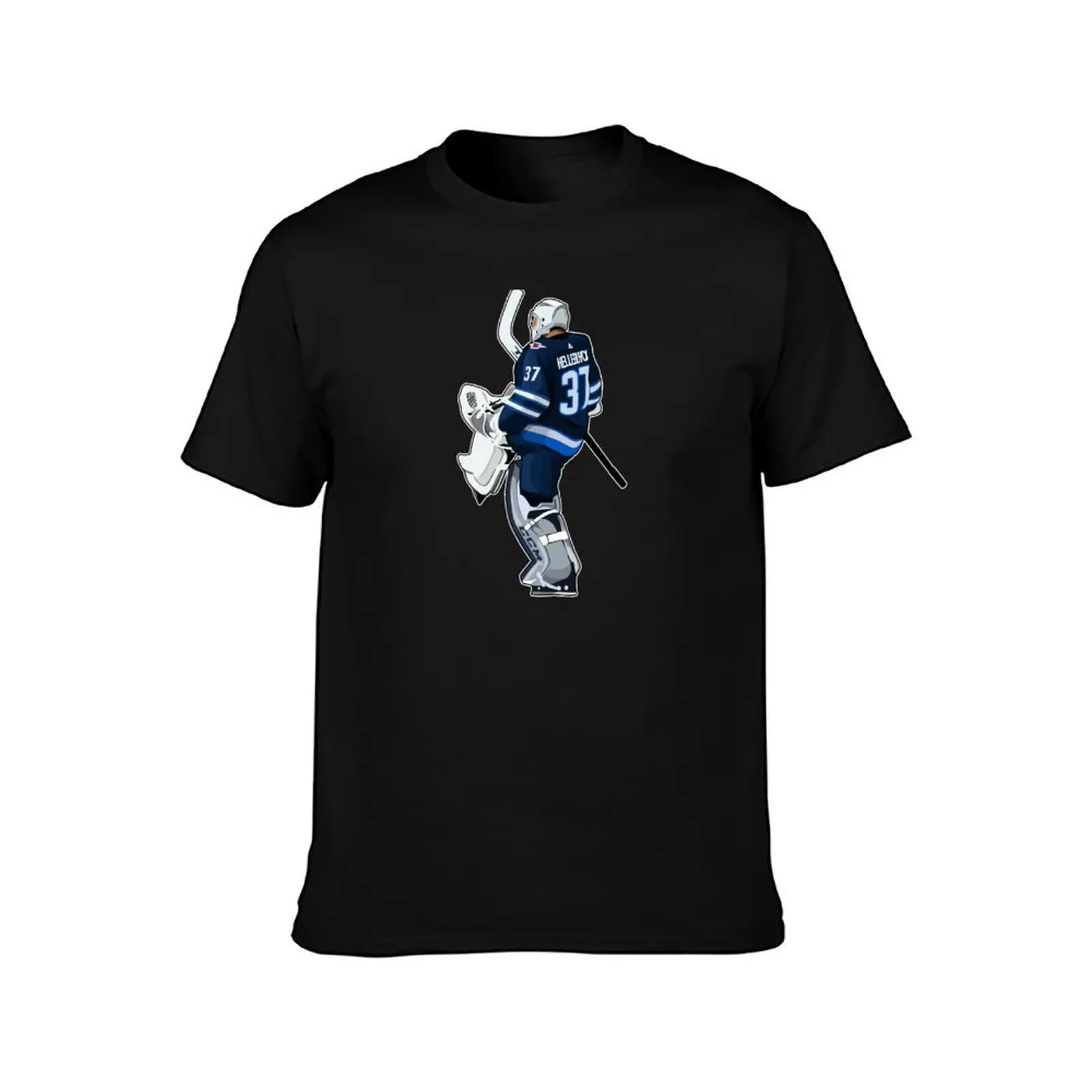 Connor Hellebuyck Goaltender Celebrates T-Shirt Summer Casual Cotton Tee Oversized Streetwear Tops Vintage Graphic Print