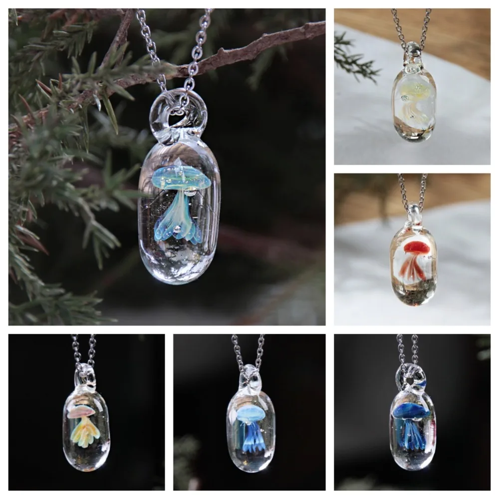 

1 Pc Fashion Bubble Jellyfish Neckchain Handmade Vintage Silver Chain Girls Holiday Party Wearing Jewelry Chain Pendant
