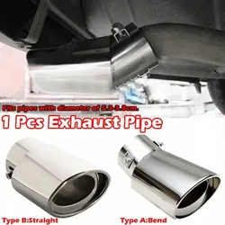 1 Pcs Universal Car Vehicle Stainless Steel Tail Throat Exhaust System Muffler Pipe(Bend/Straight)
