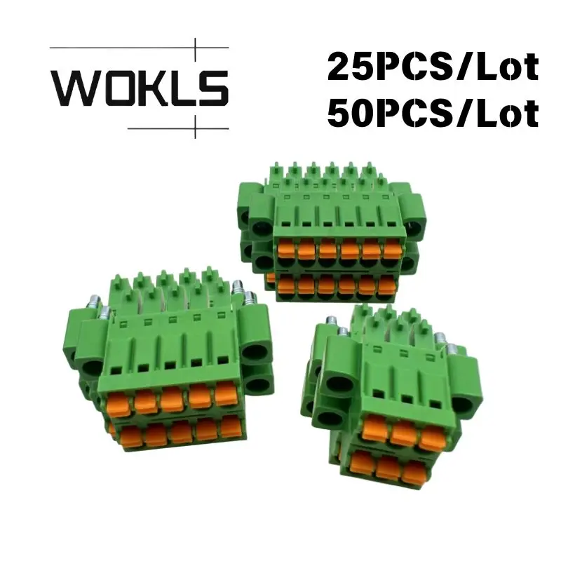 25/50PCS 15EDGKNHCM 3.5/3.81mm Double Row Double Layer Terminal Block With Fixing Ears Plug-in Connector