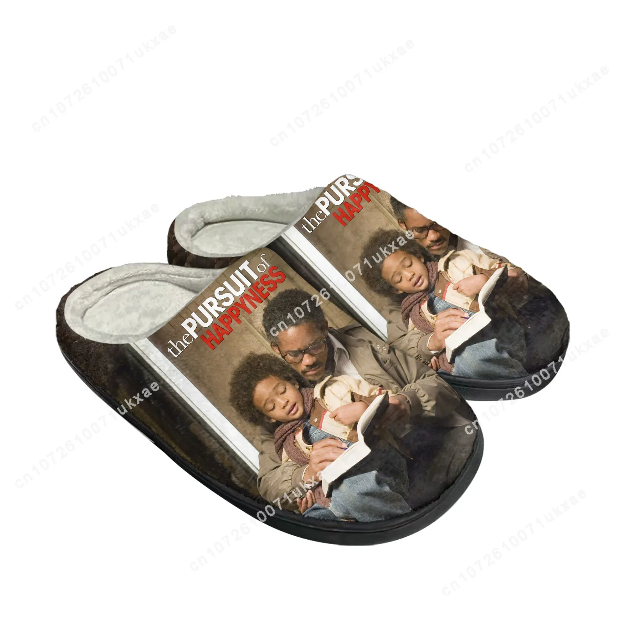 achtervolging van gelukheid film Home Katoen Slippers Heren Dames Pluche Slaapkamer Casual Warme Schoenen Thermische Slipper Aangepaste schoen