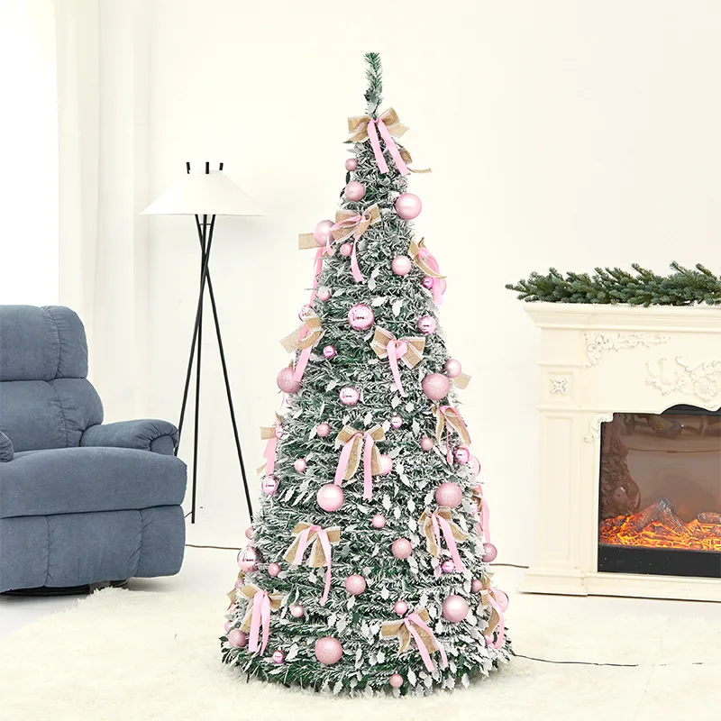 

Retractable folding Christmas tree with LED lights household holiday supermarket decorations